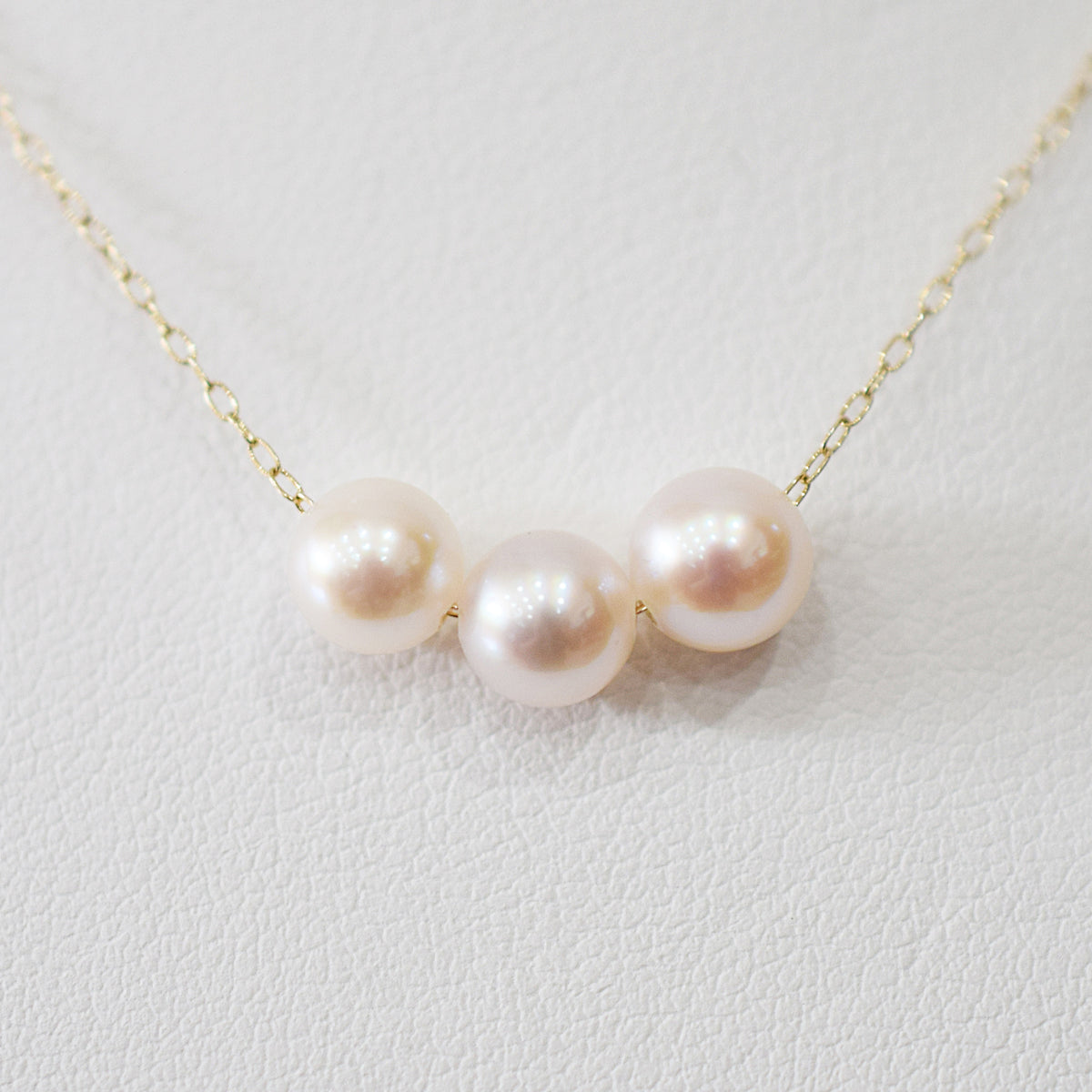 【 K10 / K18 】Rare White pink 5.5mm - 6.5mm Seawater Real Akoya Pearl 3pc necklace AkoyaPearl Japan あこや 真珠