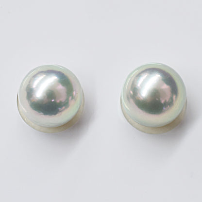 AAA rank Madama color 9mm - 9.5 mm Natural 1pair 2pc Real Akoya Pearl studs Earring Japan Japanese Seawater reenspearl birthday Loose あこや 真珠