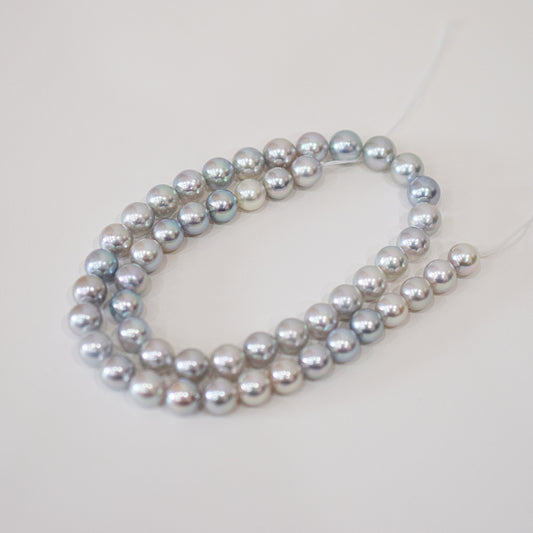 Limited to actual item Necklace Multi color Natural color Semi-round 8mm - 8.5mm Real Akoya Pearl Japan 16.1inch starand choker reenspearl