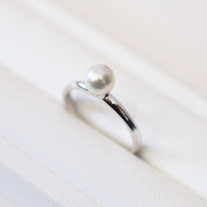 Hanadama rank 5.5mm - 6.5mm White pink Ring Sea Real Akoya Pearl From Japan 1pc pearl SV925 Silver reenspearl akoyapearl ring