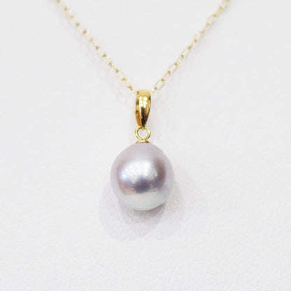 【K10 / K18】Rare Natural color 7.5mm - 8.5mm pendant necklace Akoya Pearl Real Japan Seawater pearl reenspearl akoyapearl 日本産 熊本 天草