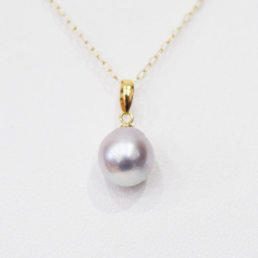 【K10 / K18】Rare Natural color 7.5mm - 8.5mm pendant necklace Akoya Pearl Real Japan Seawater pearl reenspearl akoyapearl 日本産 熊本 天草