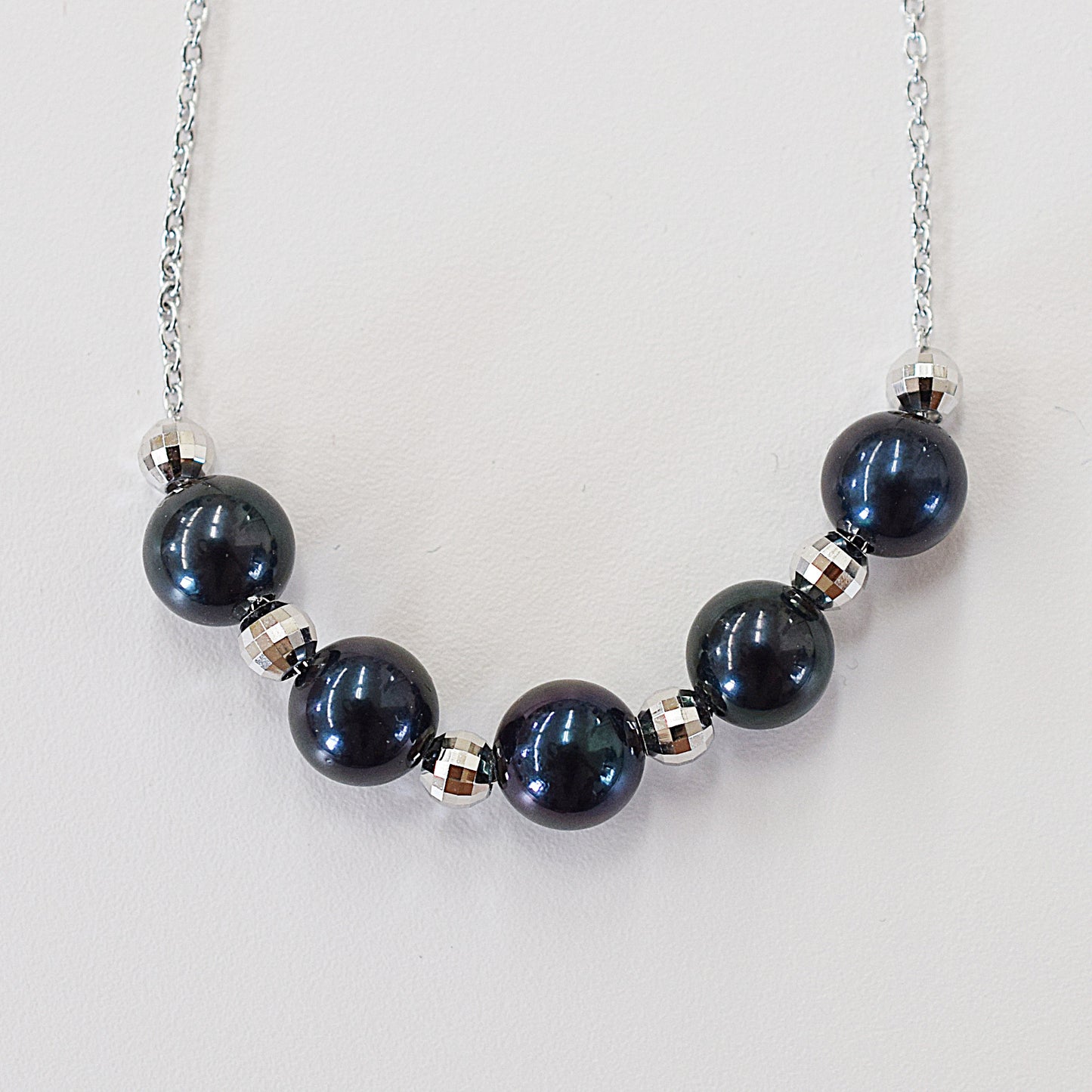 <SALE> Limited to actual item Black 7mm - 7.5mm akoya pearl through necklace Real Japan reenspearl Japanese Seawater dyed color SV925 silver