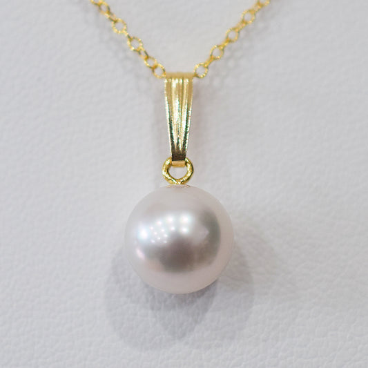 Limited to actual item White Pink pendant top Necklace 9mm - 9.5mm 14KGF Gold Filled 17.7inch Real Akoya Pearl Japan Akoyapearl reenspearl