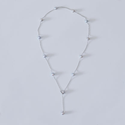 Limited to actual item 2-way Station necklace akoya pearl Natural color 6mm - 7mm Real Akoya Pearl Japan 19.6inch akoyapearl reenspearl Silver