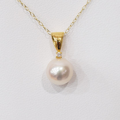 Hanadama rank White pink 8mm - 9.5mm Diamond 18K pendant necklace Akoya Pearl Real Japan Seawater pearl SIKC420 SIK00041