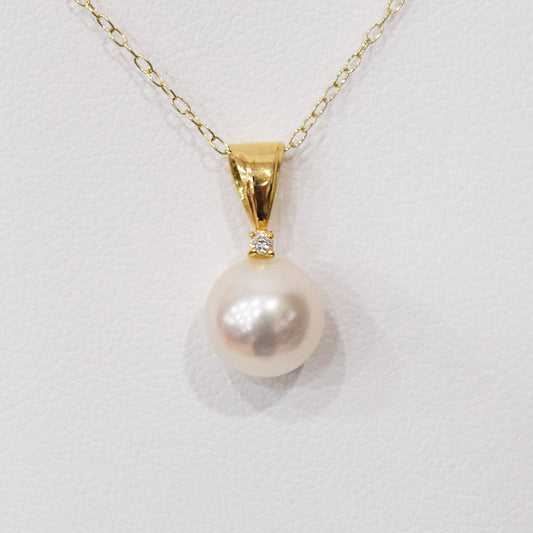 Hanadama rank White pink 8mm - 9.5mm Diamond 18K pendant necklace Akoya Pearl Real Japan Seawater pearl SIKC420 SIK00041