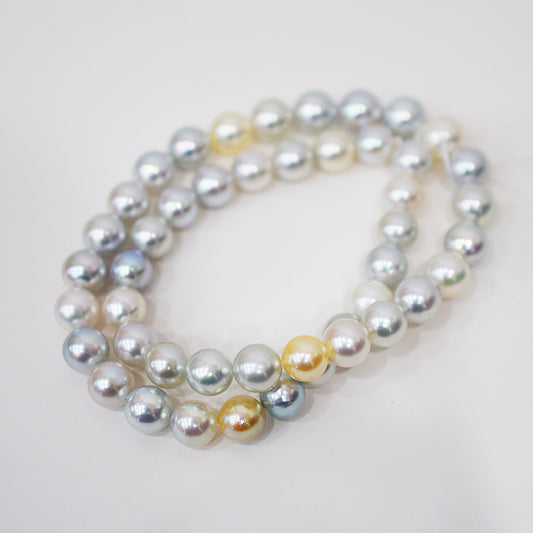 Limited to actual item Necklace Natural multi color 9mm - 9.7mm Real Akoya Pearl From Japan 16.7inch 42.5cm starand choker reenspearl