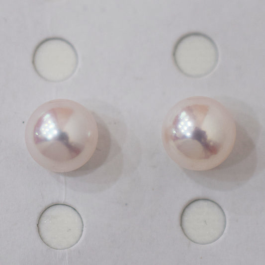 AAA rank 8mm - 8.5mm White pink tennyo color Akoya Pearl Earring Japan Japanese Seawater pearl reenspearl 18K 14K akoyapearl 1pair 2pc