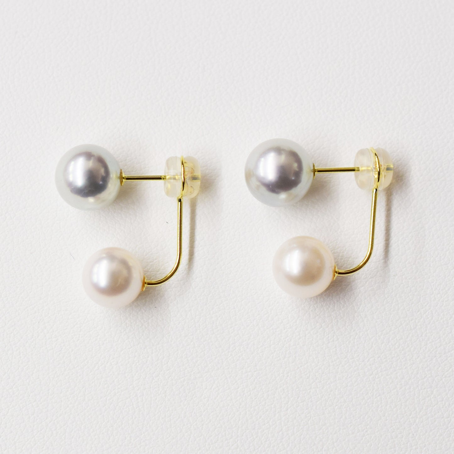Rare Natural color 8mm × White pink 7.5mm K18YG water Akoya Pearl Earring Japan Japanese Seawater reenspearl 日本 天草 熊本