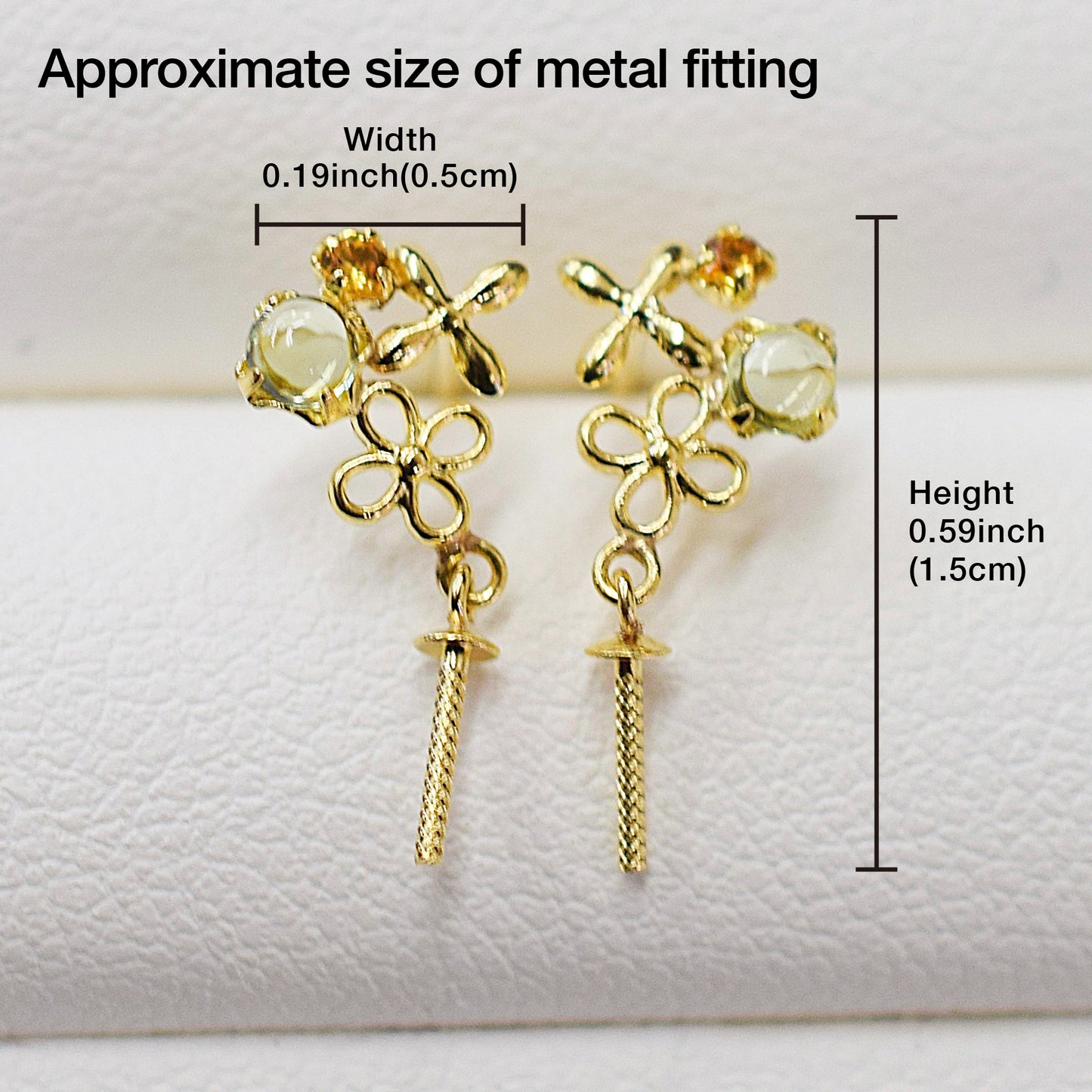 Only metal fittings K18YG stud earring Metal fitting Semi-precious stone Recommended for pearls under 7mm
