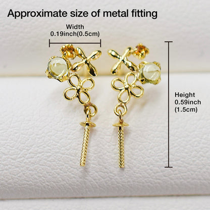 Only metal fittings K18YG stud earring Metal fitting Semi-precious stone Recommended for pearls under 7mm