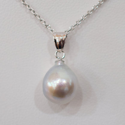 <SALE> Limited to actual item Pendant top Necklace Natural color Baroque 10.5mm Real Akoya Pearl Japan 17.7inch Japanese