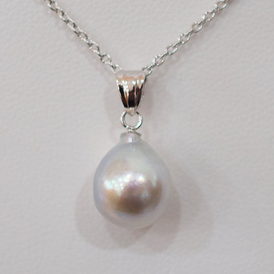 <SALE> Limited to actual item Pendant top Necklace Natural color Baroque 10.5mm Real Akoya Pearl Japan 17.7inch Japanese