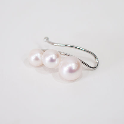 【SV925】Hanadama rank White pink 5.5mm - 7.5mm akoya pearl Ear Cuff Seawater Japan Japanese 真珠 あこや