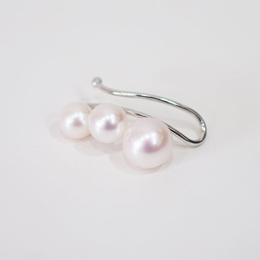 【SV925】Hanadama rank White pink 5.5mm - 7.5mm akoya pearl Ear Cuff Seawater Japan Japanese 真珠 あこや