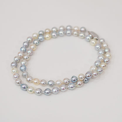 Limited to actual item Necklace Natural Multi color Semi-round Baroque 6mm - 7mm Akoya Pearl Japan 19.4inch starand choker