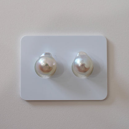 Actual product Natural color akoya pearl Baroque pearl 10mm - 10.5mm 18K 14K Surgical Stainless Steel stud Earrings Japan