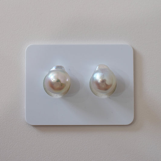 Actual product Natural color akoya pearl Baroque pearl 10mm - 10.5mm 18K 14K Surgical Stainless Steel stud Earrings Japan