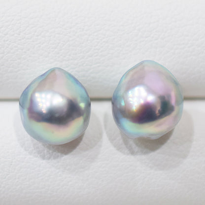 Limited to actual item Natural color akoya Baroque pearl 9.5mm - 10mm Surgical Stainless Steel Seawater Akoya Pearl Stud Earrings Japan
