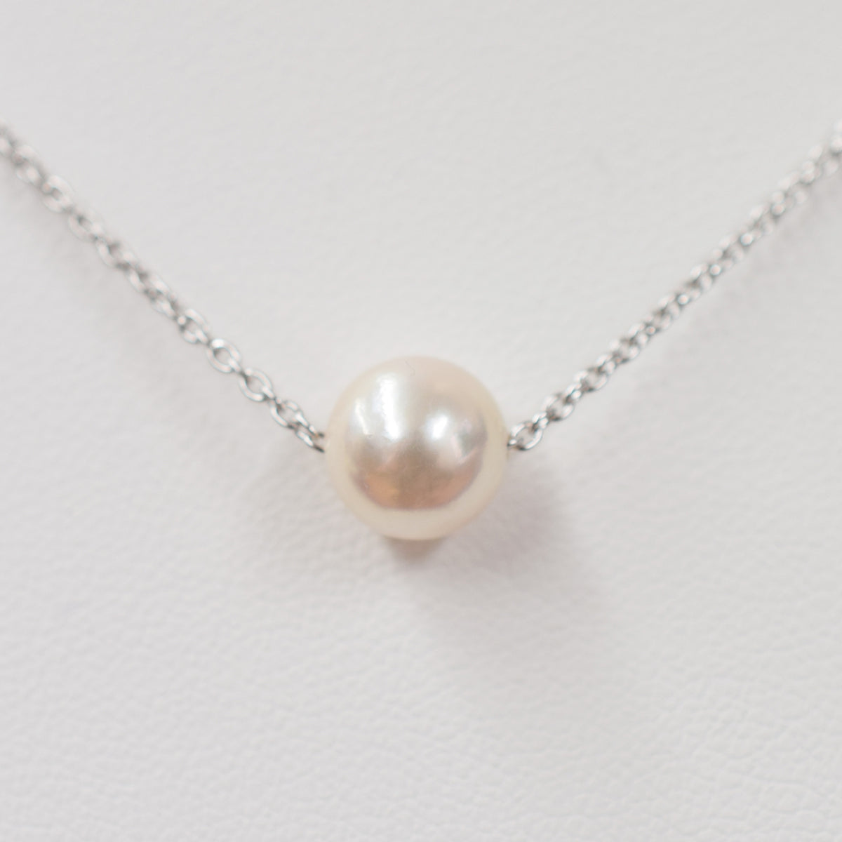 【SV925】Rare White pink 7.5mm - 8.5mm Seawater Real Akoya Pearl necklace AkoyaPearl Japan あこや 真珠