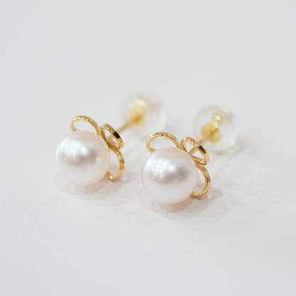 【K18YG / K14WG】Hanadama rank 6mm - 6.5mm Seawater Akoya Pearl White Pink Stud Earring Japan anniversary Japanese Seawater birthday 真珠 あこや 花珠級