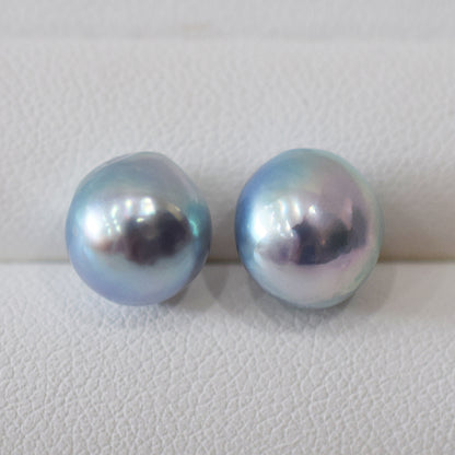 Limited to actual item Natural color akoya Baroque pearl 9.5mm - 10mm Surgical Stainless Steel Seawater Akoya Pearl Stud Earrings Japan