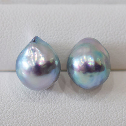 Limited to actual item Natural color akoya Baroque pearl 10.5mm - 11mm Surgical Stainless Steel Seawater Akoya Pearl Stud Earrings Japan