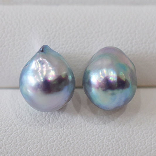 Limited to actual item Natural color akoya Baroque pearl 10.5mm - 11mm Surgical Stainless Steel Seawater Akoya Pearl Stud Earrings Japan