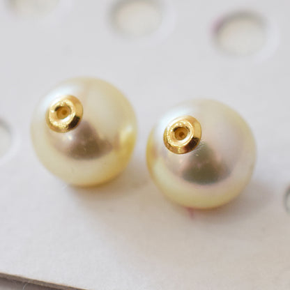 <SALE> Limited to actual item 9mm - 9.5mm Natural color Sea Real Akoya Pearl Earring back Only K18 Japanese akoyapearl reenspearl 日本 天草 真珠 あこや