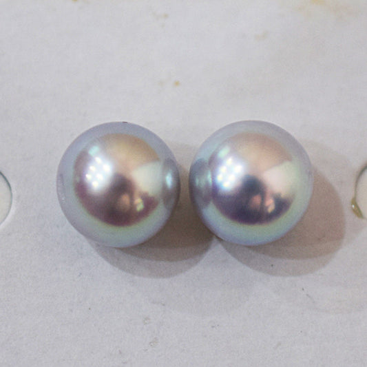 AAA rank 8mm - 8.5mm Natural 1pair 2pc Real Akoya Pearl studs Earring Japan Japanese Seawater reenspearl birthday loose