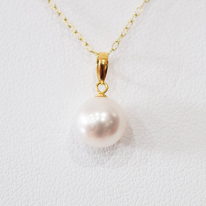 【K18YG / K18WG】Tennyo color White pink 7.5mm - 8mm pendant necklace Akoya Pearl Real Japan Seawater pearl reenspearl akoyapearl