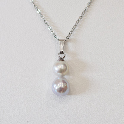 Actual product 6mm × 7mm pendant Necklace Natural color Seawater Real akoya Pearl Baroque Surgical Stainless Steel Japan reenspearl