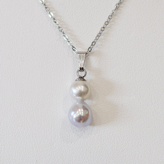 Actual product 6mm × 7mm pendant Necklace Natural color Seawater Real akoya Pearl Baroque Surgical Stainless Steel Japan reenspearl