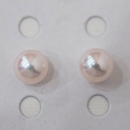 AAA rank 8mm - 8.5mm White pink tennyo color Akoya Pearl Earring Japan Japanese Seawater pearl reenspearl 18K 14K akoyapearl 1pair 2pc