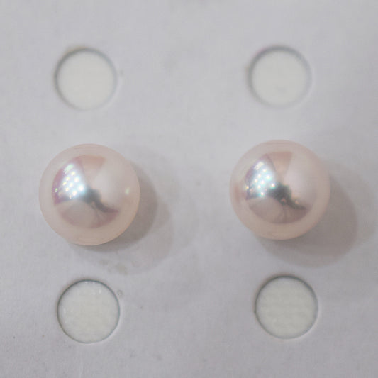 AAA rank 8mm - 8.5mm White pink tennyo color Akoya Pearl Earring Japan Japanese Seawater pearl reenspearl 18K 14K akoyapearl 1pair 2pc