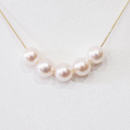 【K10 / K18】Rare White pink 5.5mm - 6.5mm Seawater Real 5pc Akoya Pearl necklace AkoyaPearl Japan あこや 真珠