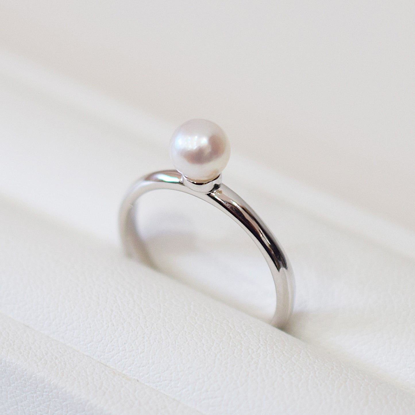 Hanadama rank 5.5mm - 6mm White pink Ring Sea Real Akoya Pearl From Japan 1pc pearl SV925 Silver reenspearl akoyapearl ring