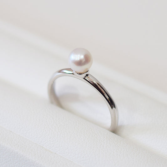 Hanadama rank 5.5mm - 6mm White pink Ring Sea Real Akoya Pearl From Japan 1pc pearl SV925 Silver reenspearl akoyapearl ring