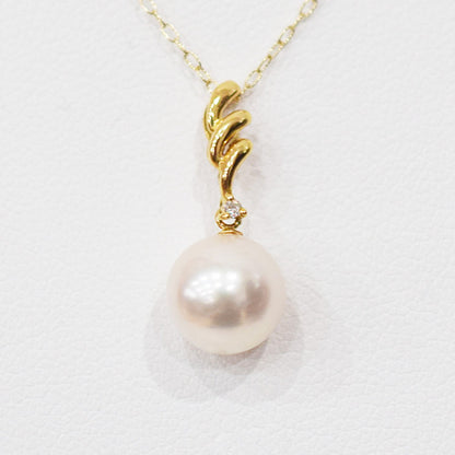 Hanadama rank White pink 8mm - 9.5mm Diamond 18K pendant necklace Akoya Pearl Real Japan Seawater pearl SIKC420 RP00021