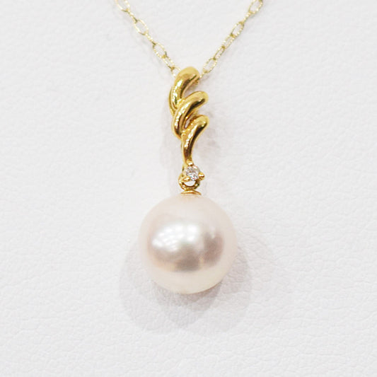 Hanadama rank White pink 8mm - 9.5mm Diamond 18K pendant necklace Akoya Pearl Real Japan Seawater pearl SIKC420 RP00021