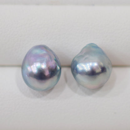 Limited to actual item Natural color akoya Baroque pearl 10mm - 10.5mm Surgical Stainless Steel Seawater Akoya Pearl Stud Earrings Japan