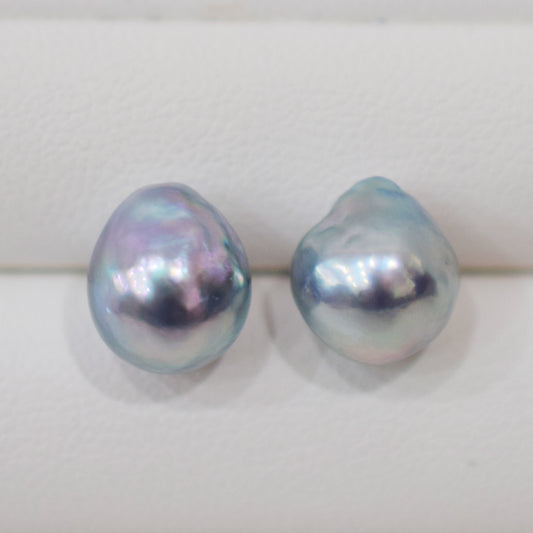 Limited to actual item Natural color akoya Baroque pearl 10mm - 10.5mm Surgical Stainless Steel Seawater Akoya Pearl Stud Earrings Japan