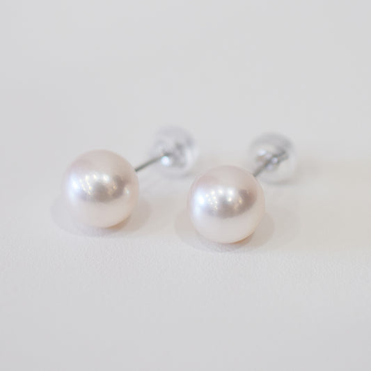 Actual product Whitepink 7.5mm - 8mm Seawater Akoya Pearl Stud Earring K14WG From Japan Japanese Seawater reenspearl
