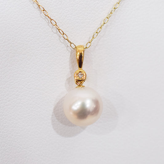 Hanadama rank White pink 8mm - 9.5mm Diamond 18K pendant necklace Akoya Pearl Real Japan Seawater pearl SIKC420 RP0007