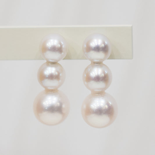 <SALE> Limited to actual item Whitepink 6mm - 6.5mm × 7.5mm - 8mm akoya pearl Earring K18YG Japan 1pair akoyapearl Seawater reenspearl