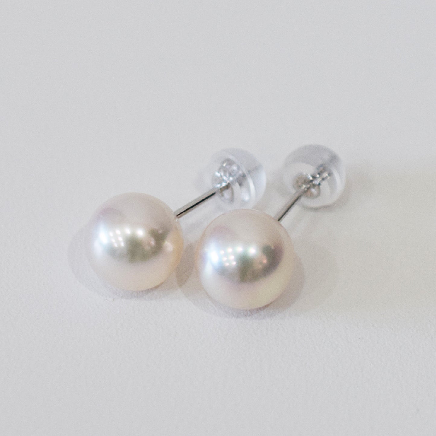 Actual product Whitepink 7.5mm - 8mm Seawater Akoya Pearl Stud Earring K14WG From Japan Japanese Seawater reenspearl