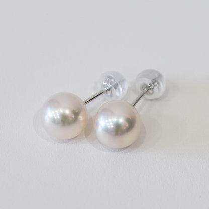 Actual product Whitepink 7.5mm - 8mm Seawater Akoya Pearl Stud Earring K14WG From Japan Japanese Seawater reenspearl