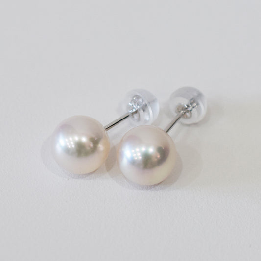 Actual product Whitepink 7.5mm - 8mm Seawater Akoya Pearl Stud Earring K14WG From Japan Japanese Seawater reenspearl