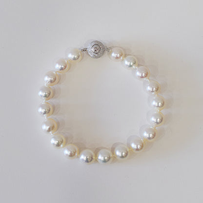 <SALE> Limited to actual item 9mm - 9.5mm White pink Semi round 〜 Baroque SV925 21cm 8.26inch Akoya Pearl Bracelet From Japan AkoyaPearl